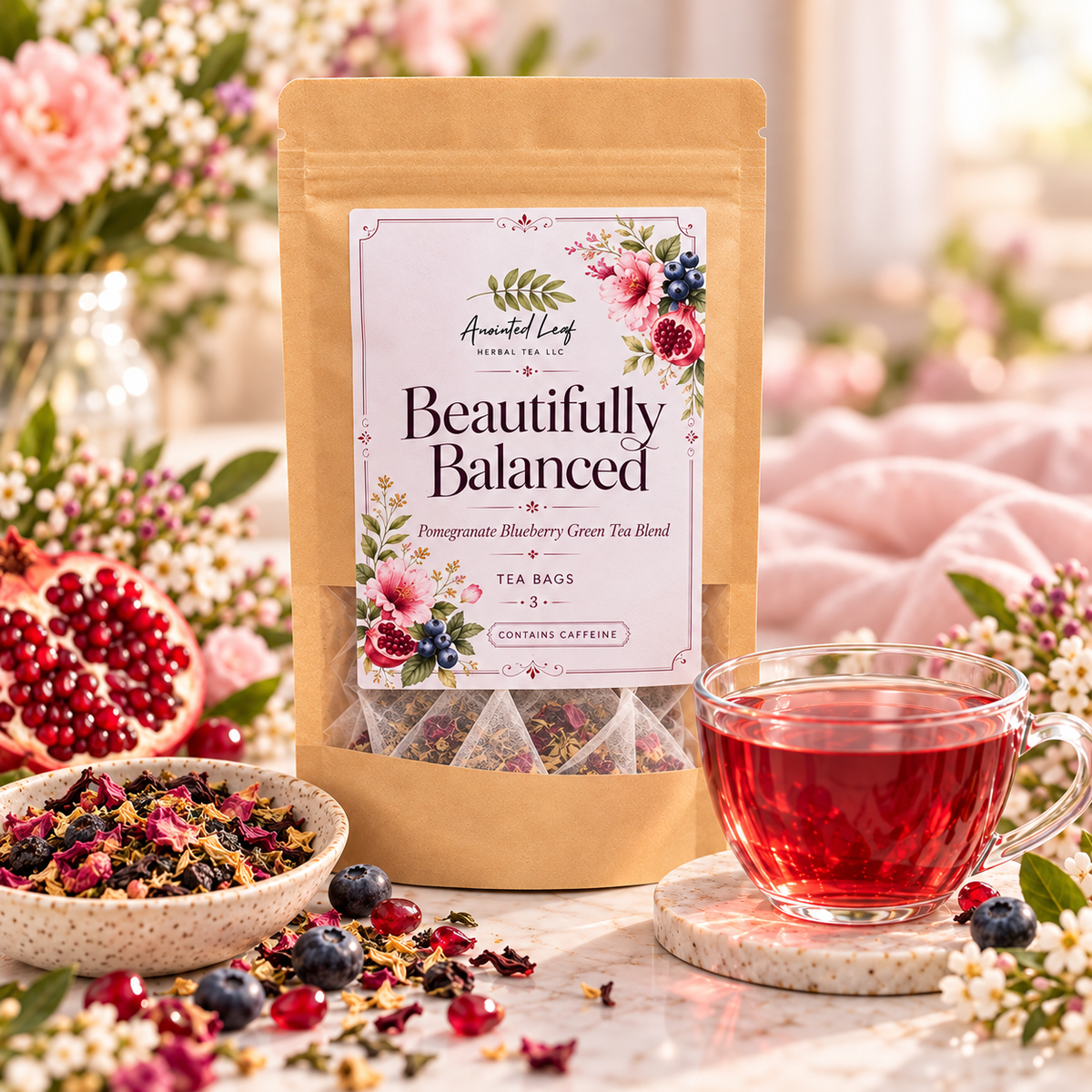 Beautifully Balanced | Pomegranate Blueberry Green Tea